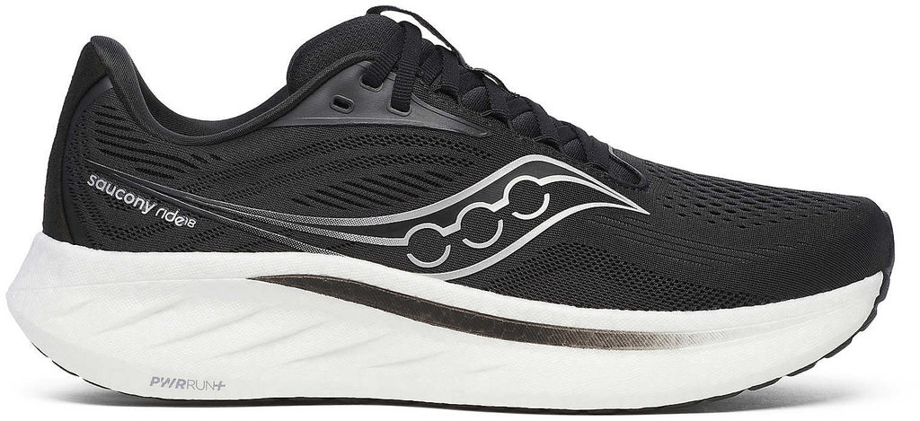 Men's Ride 18 Wide Fit Road Running Shoes - Black