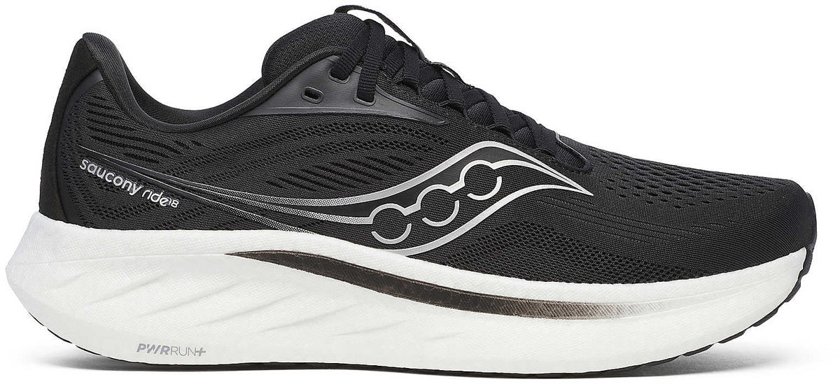 Men's Ride 18 Wide Fit Road Running Shoes - Black