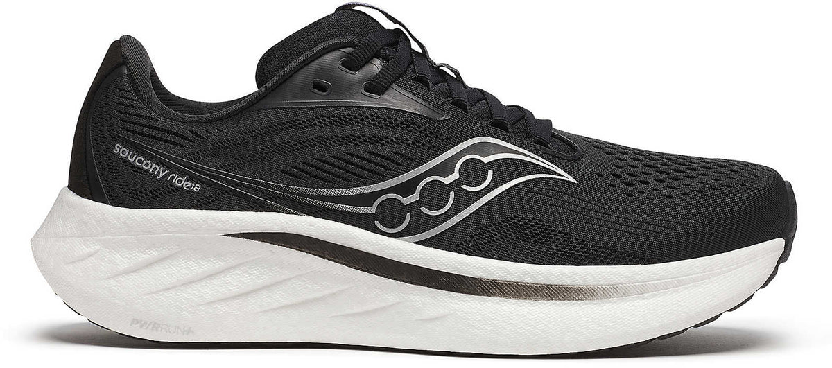 Women's Ride 18 Wide Fit Road Running Shoes - Black
