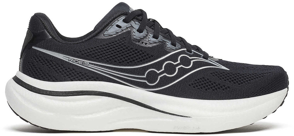 Men's Ride 19 Wide Fit Road Running Shoes - Black