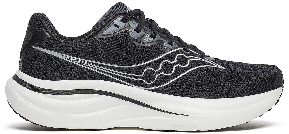 Men's Ride 19 Wide Fit Road Running Shoes - Black